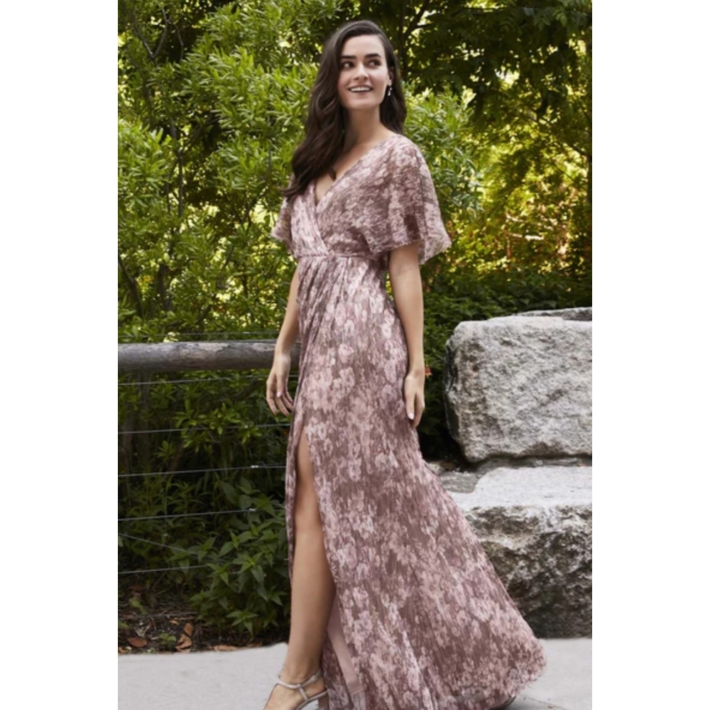 Adrianna Papell | Floral Metallic Blouson Maxi Dress Size 6